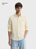 Men's Yellow Regular Fit Embroidered Casual Shirt