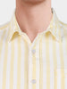 Men's Yellow Regular Fit Embroidered Casual Shirt