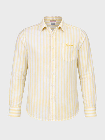 Men's Yellow Regular Fit Embroidered Casual Shirt