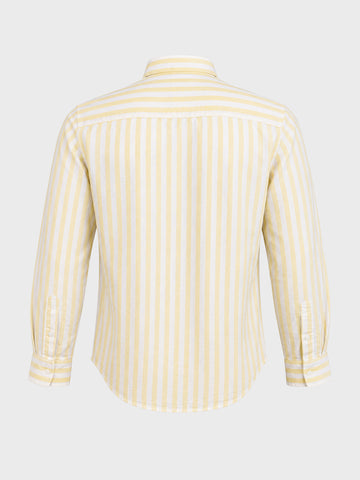 Men's Yellow Regular Fit Embroidered Casual Shirt