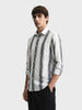 Men's Black Regular Fit Striped Casual Shirt