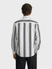 Men's Black Regular Fit Striped Casual Shirt
