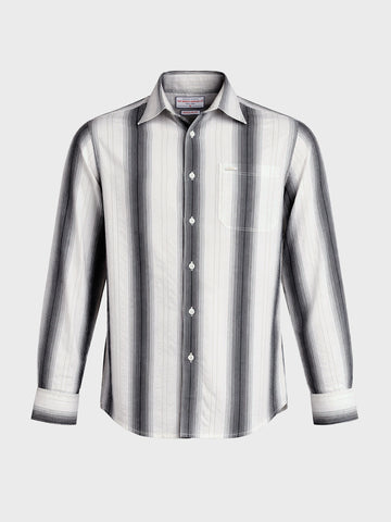 Men's Black Regular Fit Striped Casual Shirt