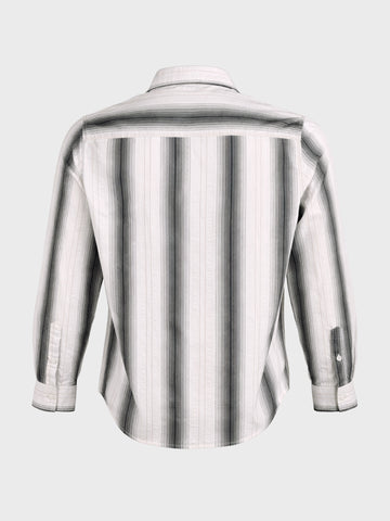 Men's Black Regular Fit Striped Casual Shirt