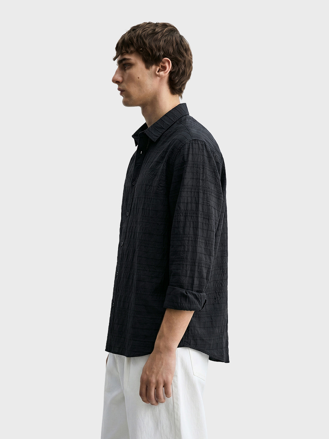 Men's Black Relaxed Fit Solid Casual Shirt