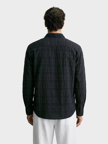 Men's Black Relaxed Fit Solid Casual Shirt