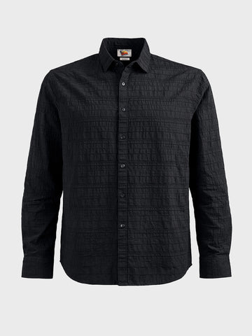 Men's Black Relaxed Fit Solid Casual Shirt