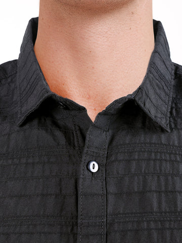 Men's Black Relaxed Fit Solid Casual Shirt