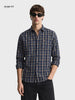 Men's Navy Blue Slim Fit Checkered Casual Shirts