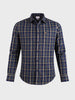 Men's Navy Blue Slim Fit Checkered Casual Shirts