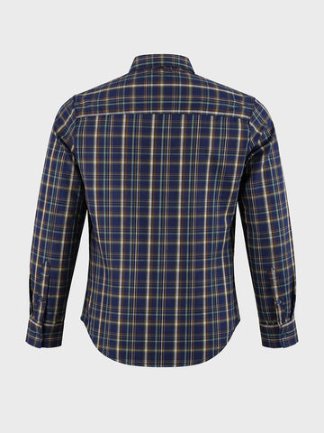 Men's Navy Blue Slim Fit Checkered Casual Shirts