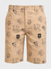 Men's Brown Slim Fit Printed Casual Shorts
