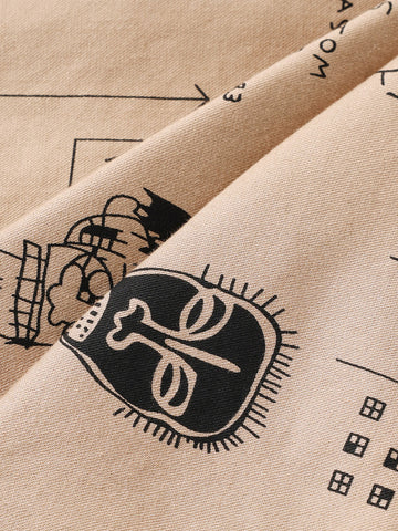 Men's Brown Slim Fit Printed Casual Shorts