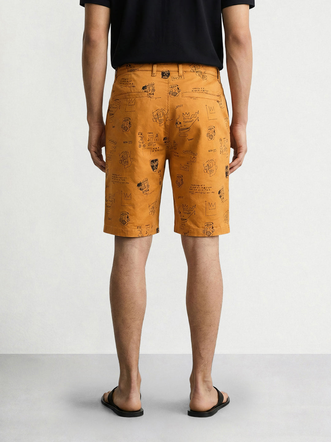 Men's Brown Slim Fit Printed Casual Shorts