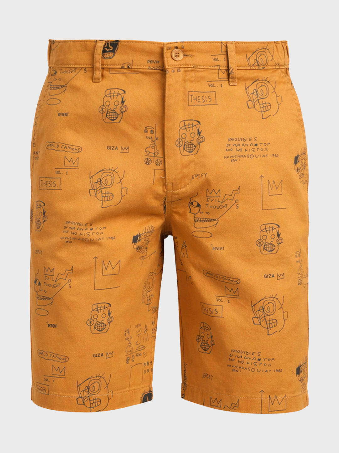 Men's Brown Slim Fit Printed Casual Shorts