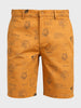 Men's Brown Slim Fit Printed Casual Shorts