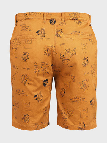 Men's Brown Slim Fit Printed Casual Shorts