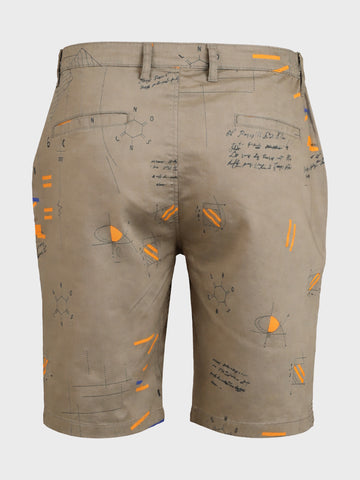 Men's Grey Slim Fit Printed Casual Shorts