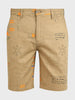 Men's Beige Slim Fit Printed Casual Shorts
