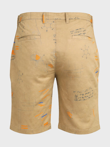 Men's Beige Slim Fit Printed Casual Shorts