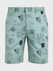 Men's Green Slim Fit Printed Casual Shorts