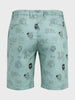 Men's Green Slim Fit Printed Casual Shorts