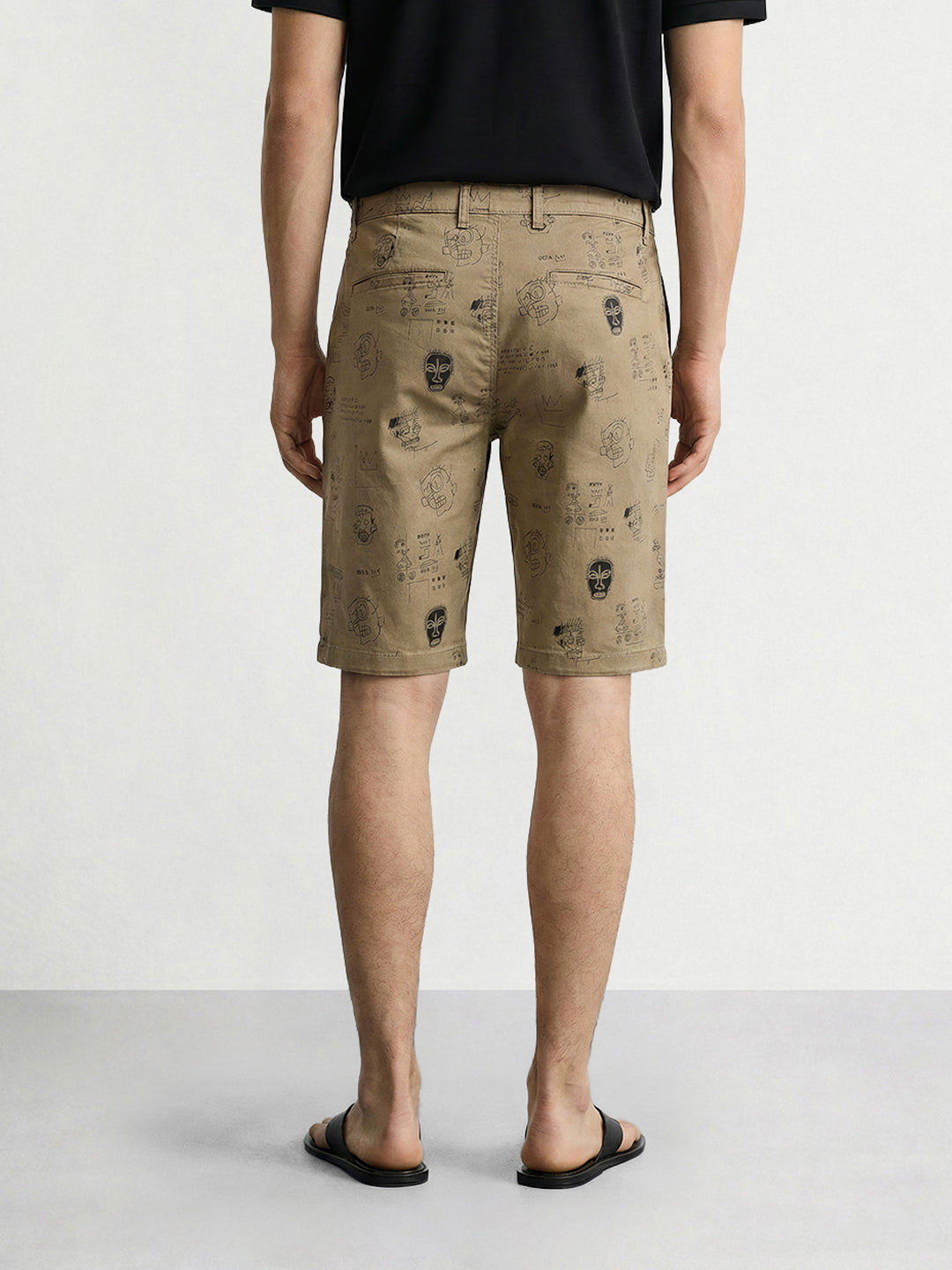 Men's Brown Slim Fit Printed Casual Shorts