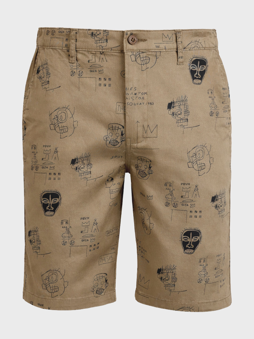 Men's Brown Slim Fit Printed Casual Shorts