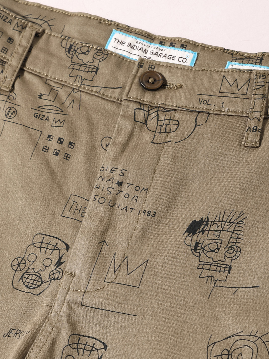 Men's Brown Slim Fit Printed Casual Shorts