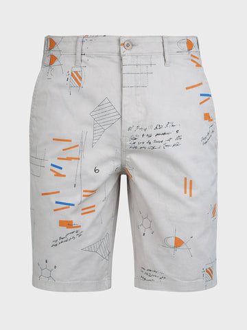 Men's Grey Slim Fit Printed Casual Shorts