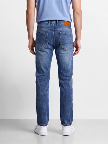 Men's Blue Slim Fit Solid Casual Jeans