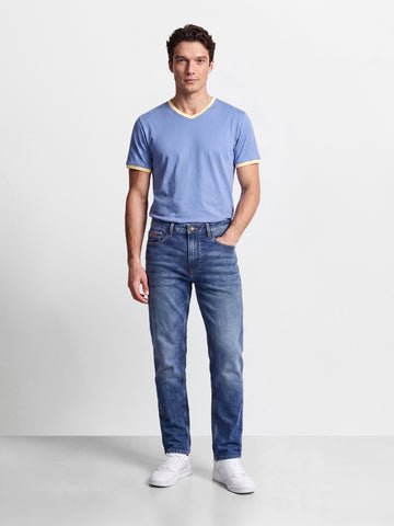Men's Blue Slim Fit Solid Casual Jeans