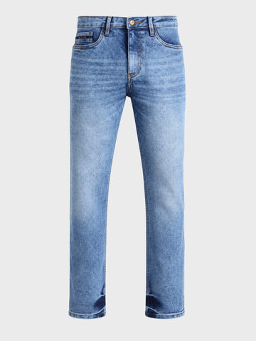 Men's Dark Blue Slim Fit Solid Casual Jeans