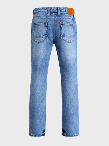 Men's Dark Blue Slim Fit Solid Casual Jeans