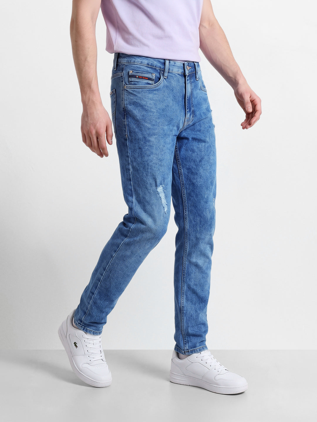 Men's Blue Slim Fit Solid Street Wear Jeans