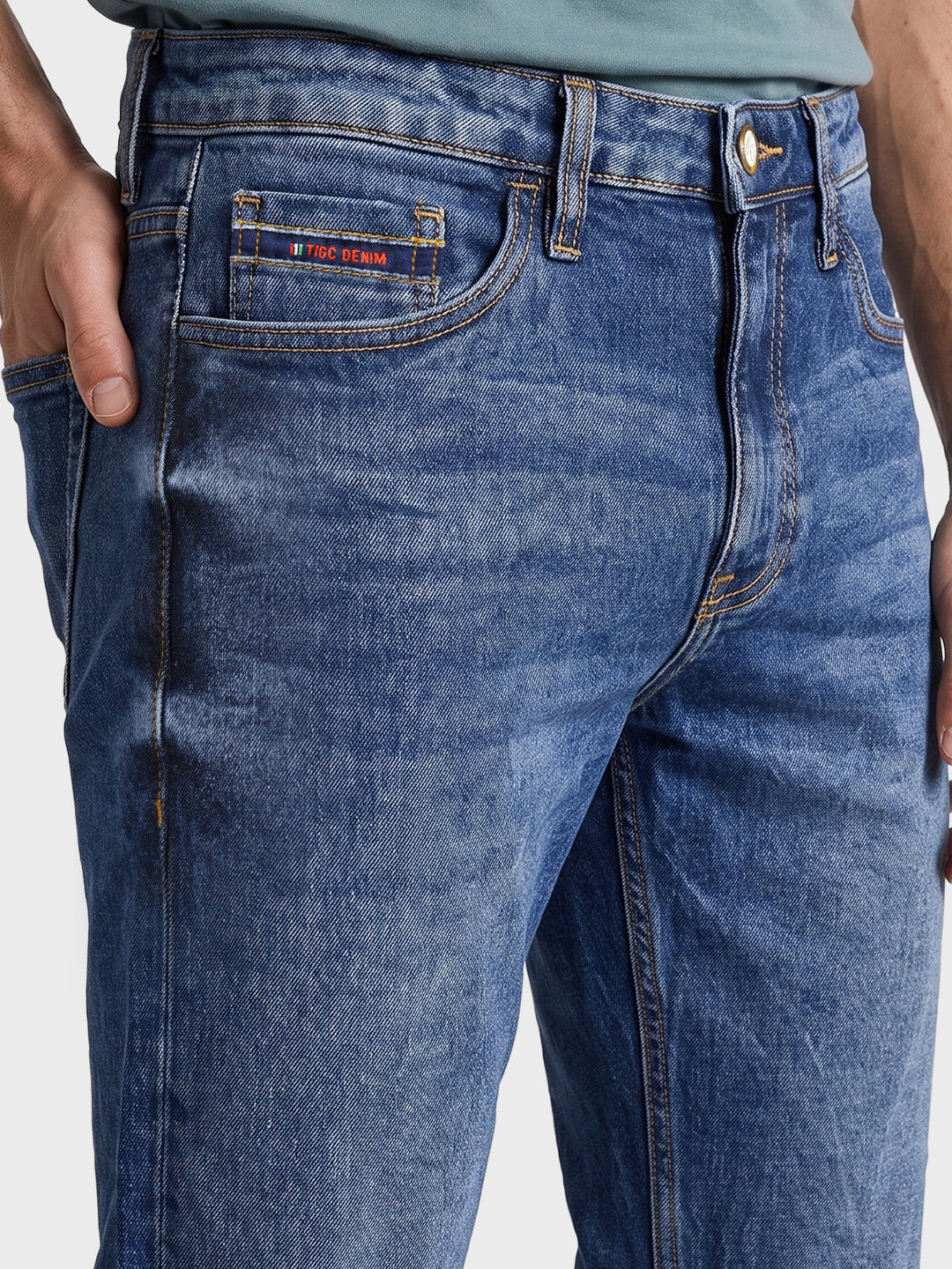 Men's Blue Slim Fit Solid Street Wear Jeans