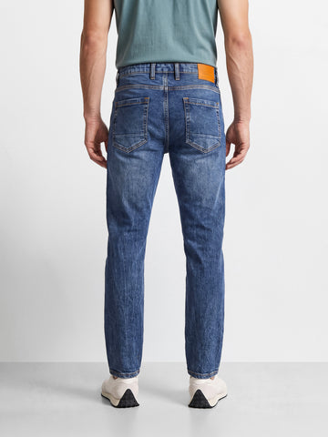 Men's Blue Slim Fit Solid Street Wear Jeans