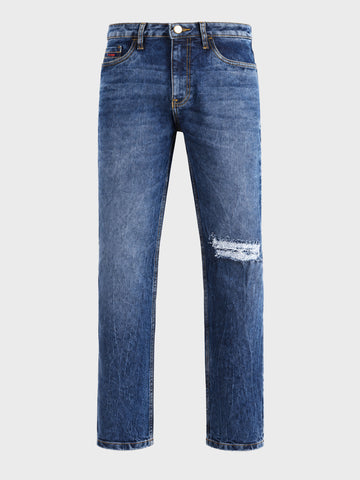 Men's Blue Slim Fit Solid Street Wear Jeans