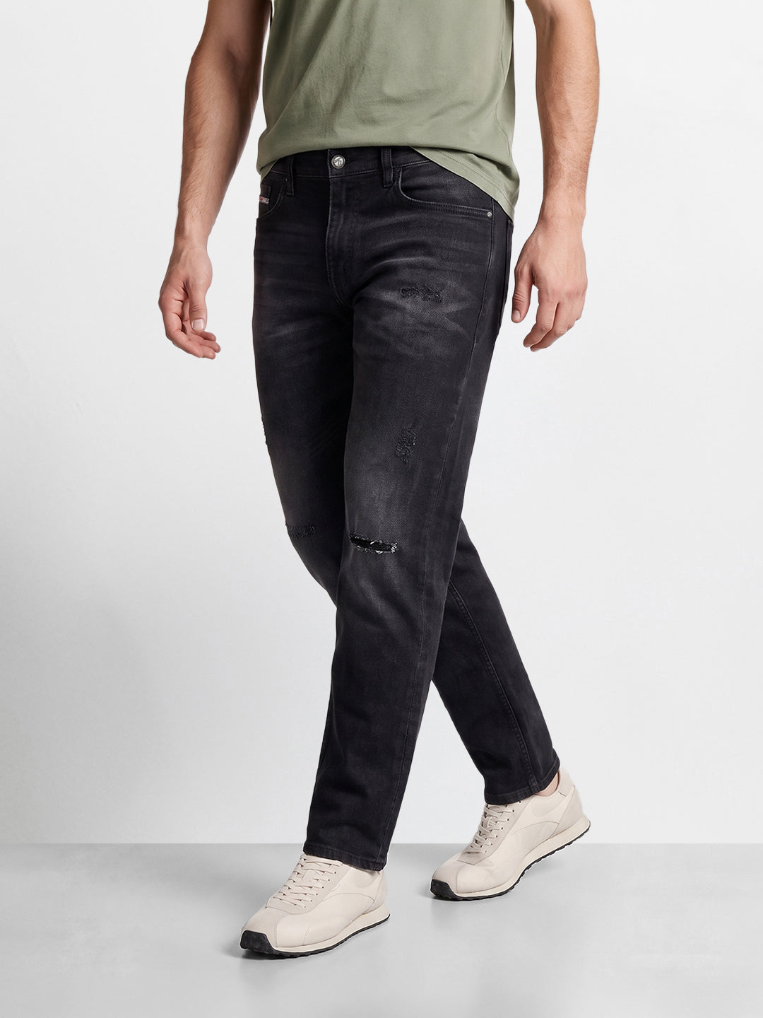 Men's Black Slim Fit Solid Casual Jeans