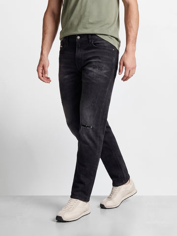 Men's Black Slim Fit Solid Casual Jeans