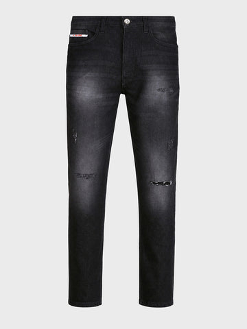 Men's Black Slim Fit Solid Casual Jeans