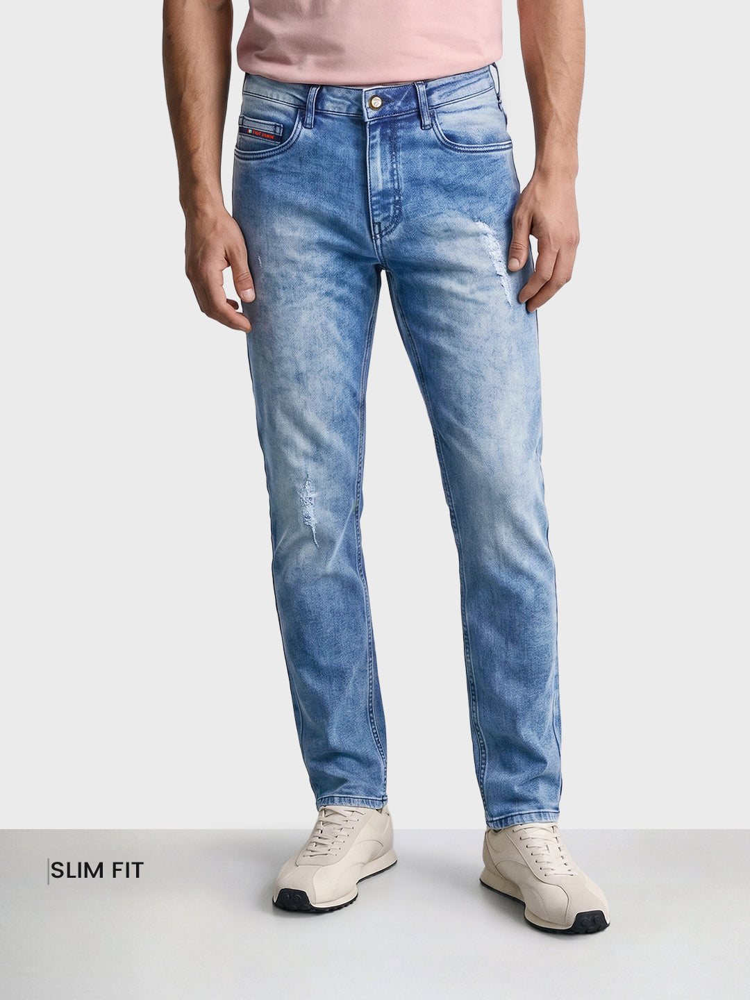 Men's Blue Slim Fit Solid Casual Jeans