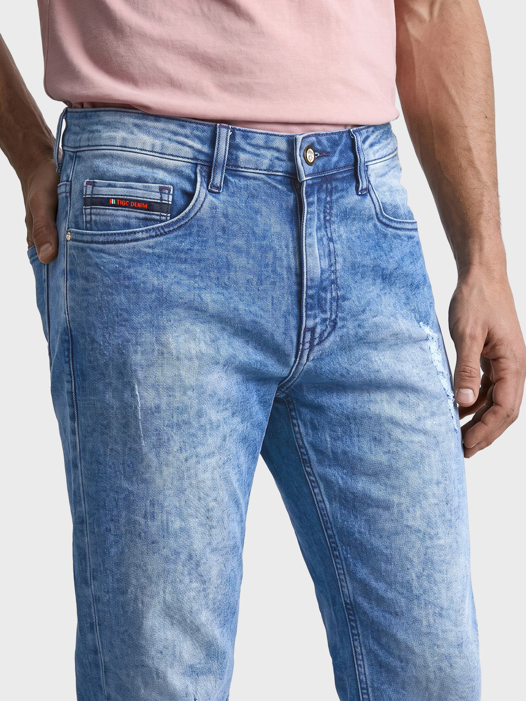 Men's Blue Slim Fit Solid Casual Jeans
