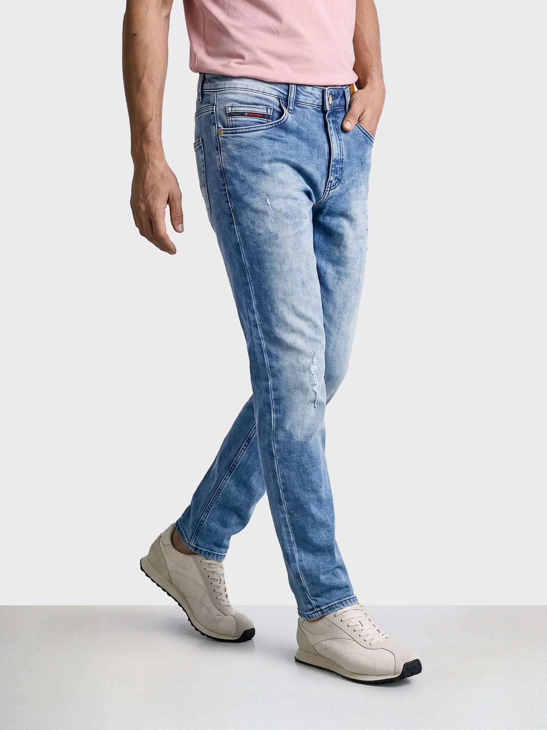 Men's Blue Slim Fit Solid Casual Jeans