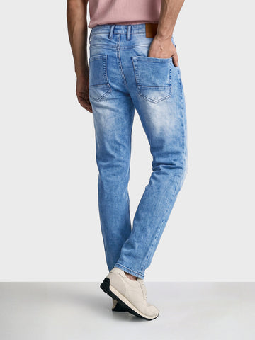 Men's Blue Slim Fit Solid Casual Jeans