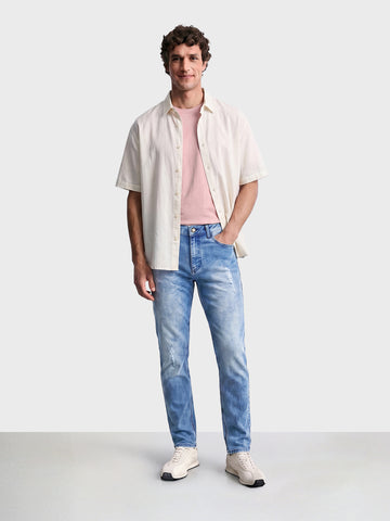 Men's Blue Slim Fit Solid Casual Jeans
