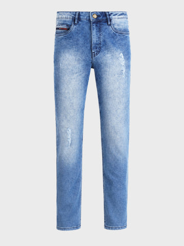 Men's Blue Slim Fit Solid Casual Jeans