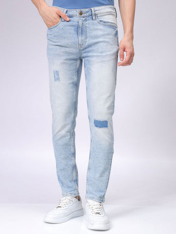 Men's Blue Slim Fit Solid Mid-Rise Stretchable Jeans