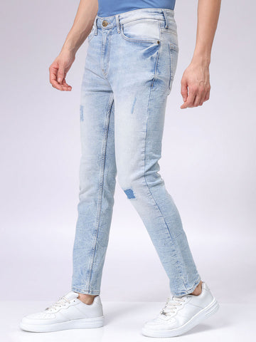 Men's Blue Slim Fit Solid Mid-Rise Stretchable Jeans