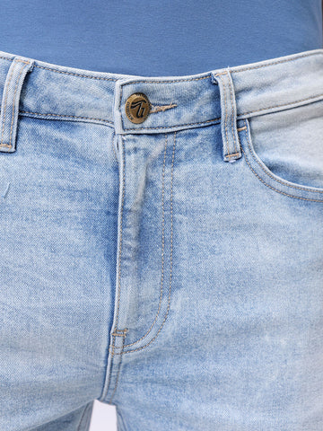 Men's Blue Slim Fit Solid Mid-Rise Stretchable Jeans